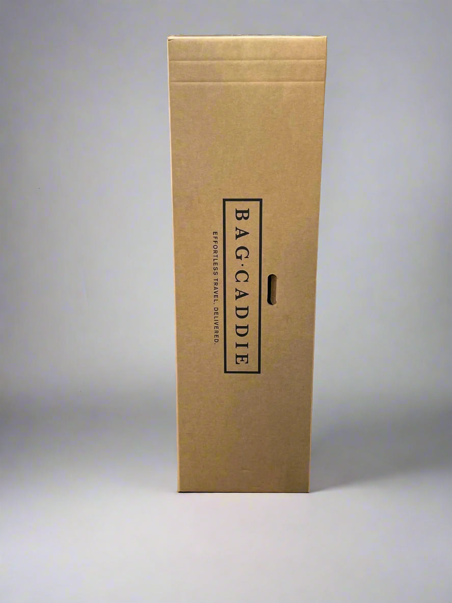 BagCaddie golf travel shipping box – premium protective box for golf clubs and luggage.